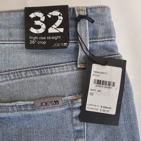 Joe’s Jeans High Rise Straight Crop Aruna Wash Button Fly Denim Size 32 NWT - Picture 11 of 12
